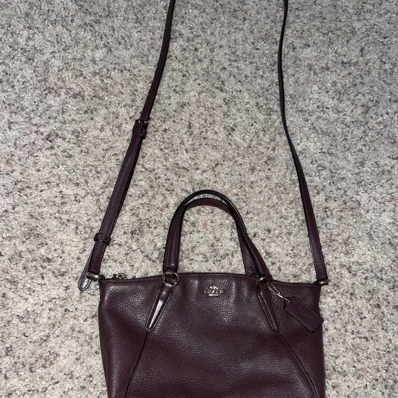 Coach Premium Leather Small Crossbody Handbag Purse Oxblood